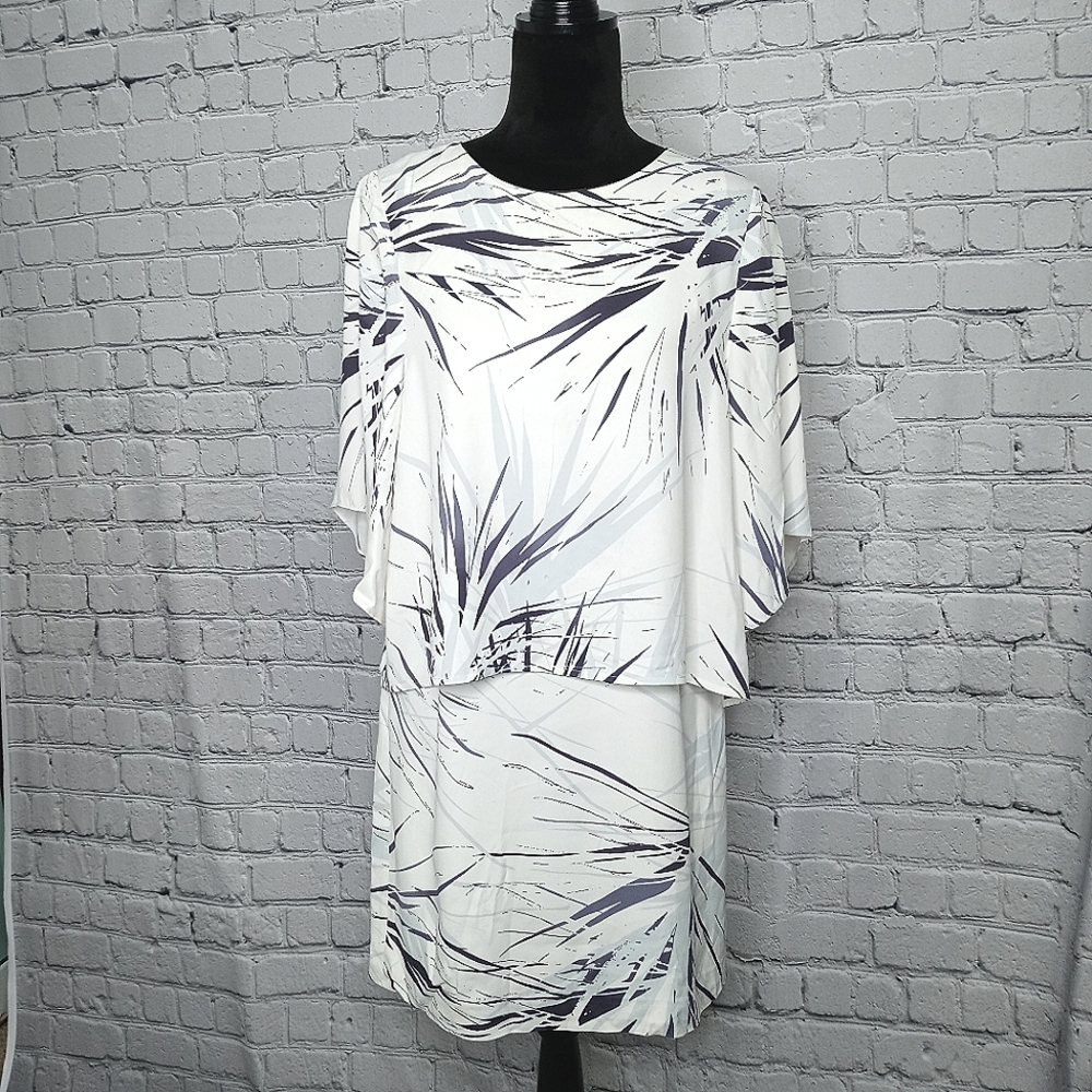 Halston Heritage Silk White Double Layer Dress